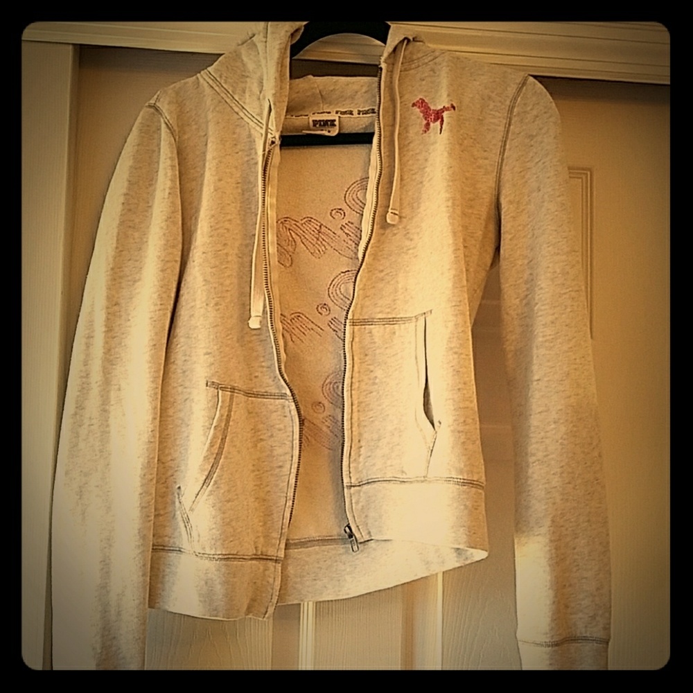 Victoria's Secret pink grey hooded sweatshirt jack